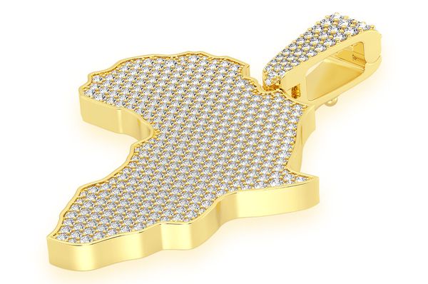 Africa Diamond Pendant 14K Solid Gold - 7.00 CTW