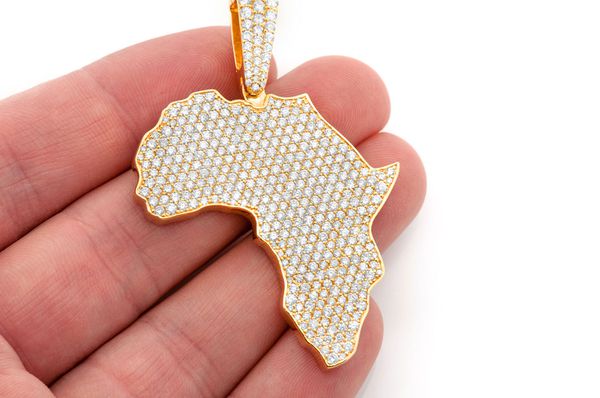 Africa Diamond Pendant 14K Solid Gold - 7.00 CTW