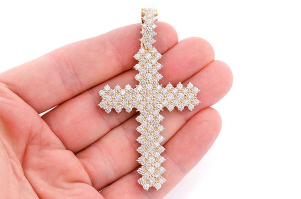 14K Gold Cross Pendant Real Diamond Elegance - 10?CTW
