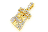 Small Jesus 14K Solid Gold Diamond Pendant
