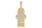 Fire Hydrant Water Diamond Pendant 14K Solid Gold - 2.00 CTW