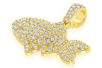 Fish Diamond Pendant 10K Solid Gold - 1.20 CTW