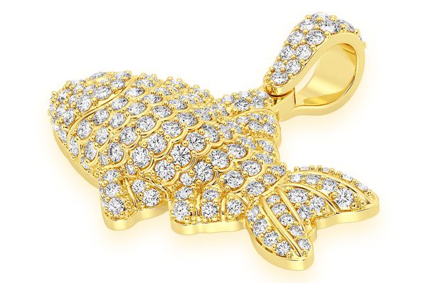 Fish Diamond Pendant 10K Solid Gold - 1.20 CTW
