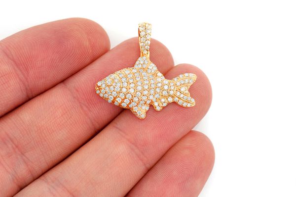 Fish Diamond Pendant 10K Solid Gold - 1.20 CTW