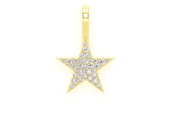 Five Point Star Diamond Pendant 10K Solid Gold - 0.20 CTW