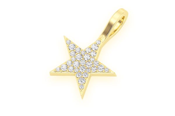 Five Point Star Diamond Pendant 10K Solid Gold - 0.20 CTW