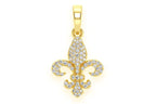 Fleur De Lis Diamond Pendant 14K Solid Gold - 0.25 CTW
