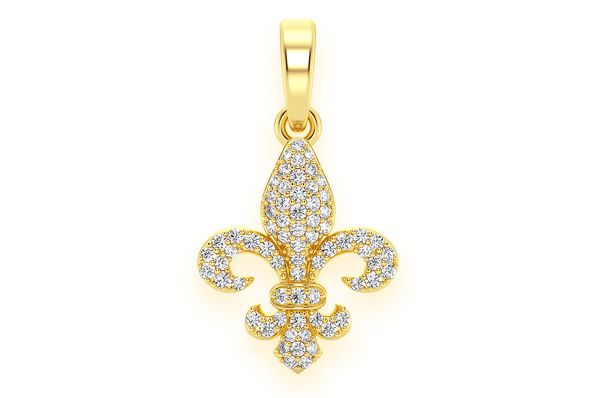 Fleur De Lis Diamond Pendant 14K Solid Gold - 0.25 CTW