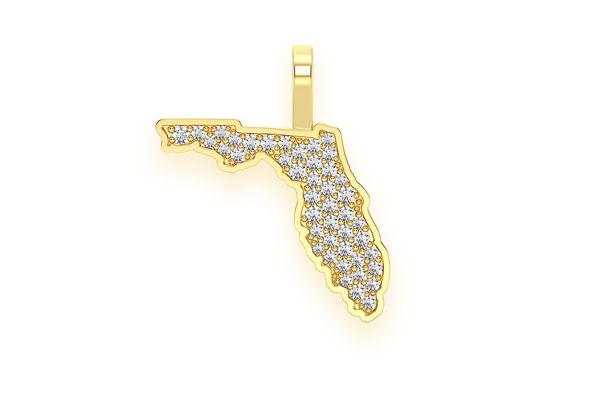 Florida State Diamond Pendant 10K Solid Gold - 0.20 CTW