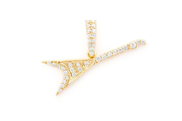 Flying V Guitar Diamond Pendant 14K Solid Gold - 0.15 CTW