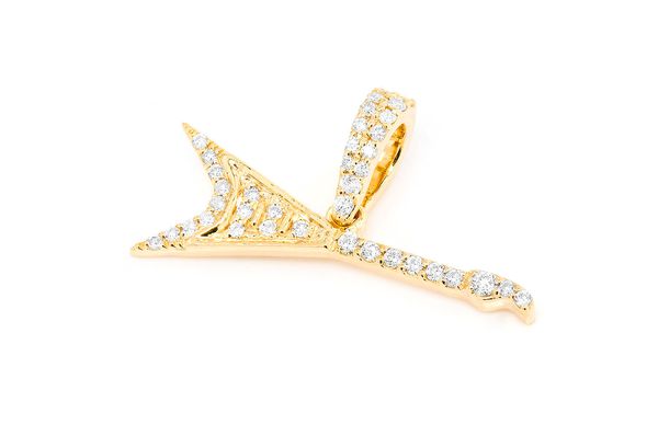 Flying V Guitar Diamond Pendant 14K Solid Gold - 0.15 CTW