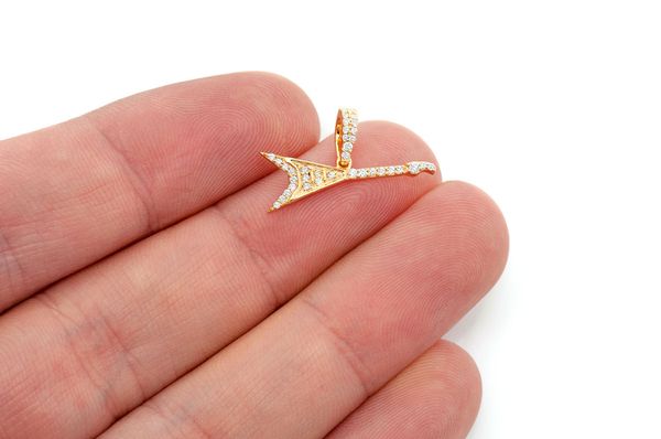 Flying V Guitar Diamond Pendant 14K Solid Gold - 0.15 CTW