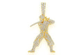 Ninja Full Body Diamond Pendant 10K Solid Gold - 2.00 CTW