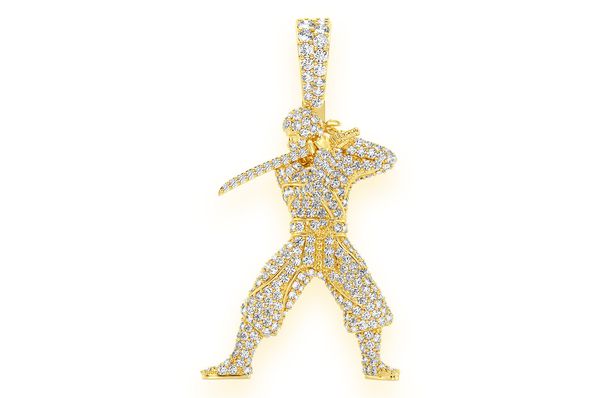 Ninja Full Body Diamond Pendant 10K Solid Gold - 2.00 CTW