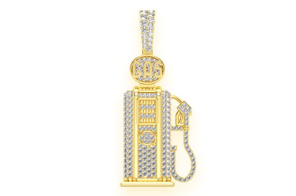 Gas Pump Diamond Pendant 10K Solid Gold - 1.15 CTW