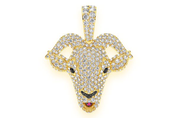 Goat Head Diamond Pendant 10K Solid Gold - 2.75 CTW