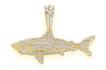 Great White Shark Diamond Pendant 10K Solid Gold - 1.75 CTW