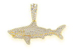 Great White Shark Diamond Pendant 10K Solid Gold - 1.75 CTW
