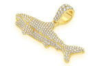 Great White Shark Diamond Pendant 10K Solid Gold - 1.75 CTW
