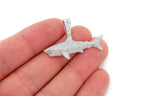 Great White Shark Diamond Pendant 10K Solid Gold - 1.75 CTW