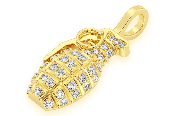 Grenade Diamond Pendant 14K Solid Gold - 0.40 CTW