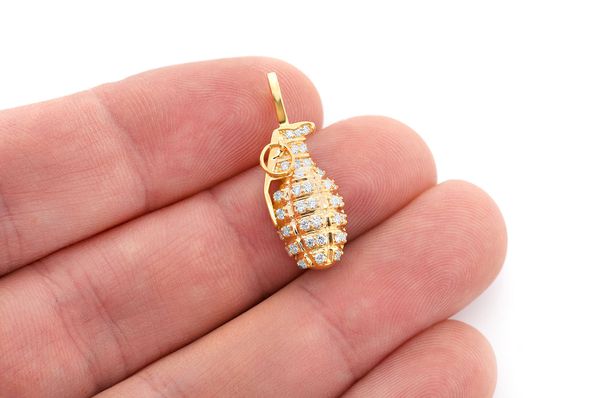 Grenade Diamond Pendant 14K Solid Gold - 0.40 CTW
