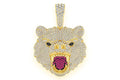 Grizzly Bear Diamond Pendant 14K Solid Gold - 10.00 CTW