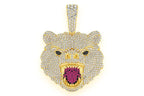 Grizzly Bear Diamond Pendant 14K Solid Gold - 10.00 CTW
