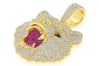 Grizzly Bear Diamond Pendant 14K Solid Gold - 10.00 CTW
