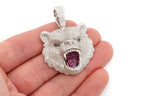 Grizzly Bear Diamond Pendant 14K Solid Gold - 10.00 CTW
