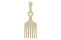 Hair Pick Diamond Pendant 10K Solid Gold - 2.00 CTW