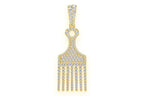 Hair Pick Diamond Pendant 10K Solid Gold - 2.00 CTW