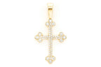 14K Gold Cross Pendant Diamond-Accented Mens Necklace - 1.4 CTW