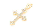 14K Gold Cross Pendant Diamond-Accented Mens Necklace - 1.4 CTW