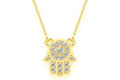 Hamsa Diamond Pendant 14K Solid Gold - 0.15 CTW