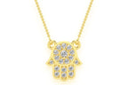 Hamsa Diamond Pendant 14K Solid Gold - 0.15 CTW