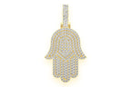 Hamsa Hand VVS Diamond Pendant 14K Solid Gold - 10.00 CTW
