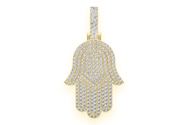 Hamsa Hand VVS Diamond Pendant 14K Solid Gold - 10.00 CTW