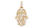 Hamsa Hand Diamond Pendant 14K Solid Gold - 2.00 CTW