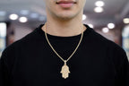 Hamsa Hand Diamond Pendant 14K Solid Gold - 2.00 CTW
