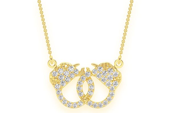 Infinity Handcuffs Diamond Necklace Connected 14K Solid Gold - 0.15 CTW