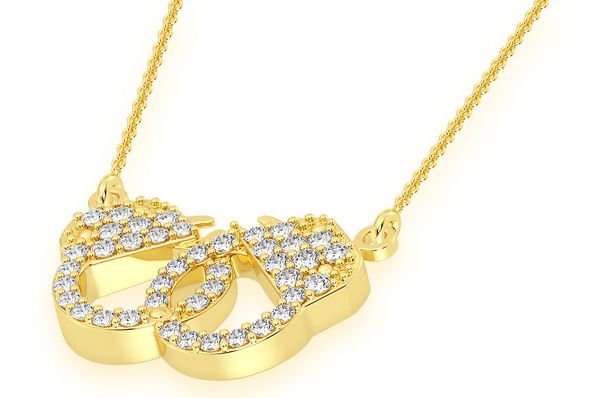 Infinity Handcuffs Diamond Necklace Connected 14K Solid Gold - 0.15 CTW