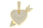 Arrow Stricken Heart Diamond Pendant 14K Solid Gold - 0.50 CTW
