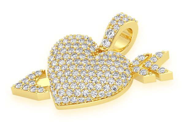 Arrow Stricken Heart Diamond Pendant 14K Solid Gold - 0.50 CTW