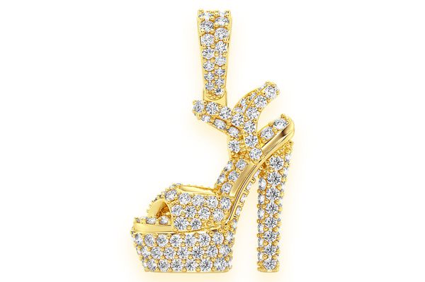 Pump Heel Diamond Pendant 14K Solid Gold - 1.25 CTW