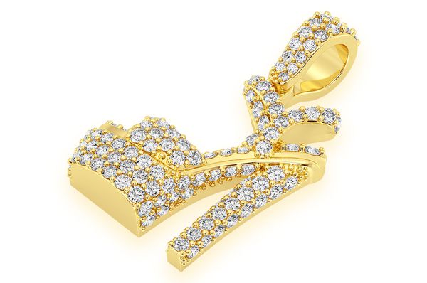 Pump Heel Diamond Pendant 14K Solid Gold - 1.25 CTW