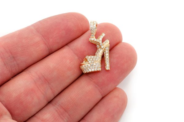 Pump Heel Diamond Pendant 14K Solid Gold - 1.25 CTW