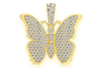 Butterfly Diamond Pendant 14K Solid Gold - 2.25 CTW