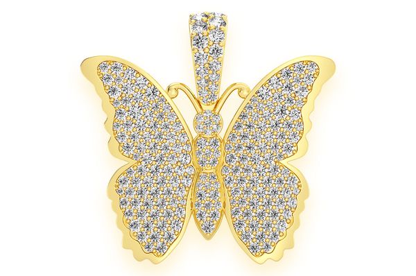 Butterfly Diamond Pendant 14K Solid Gold - 2.25 CTW