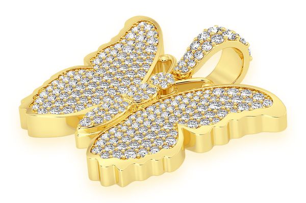 Butterfly Diamond Pendant 14K Solid Gold - 2.25 CTW